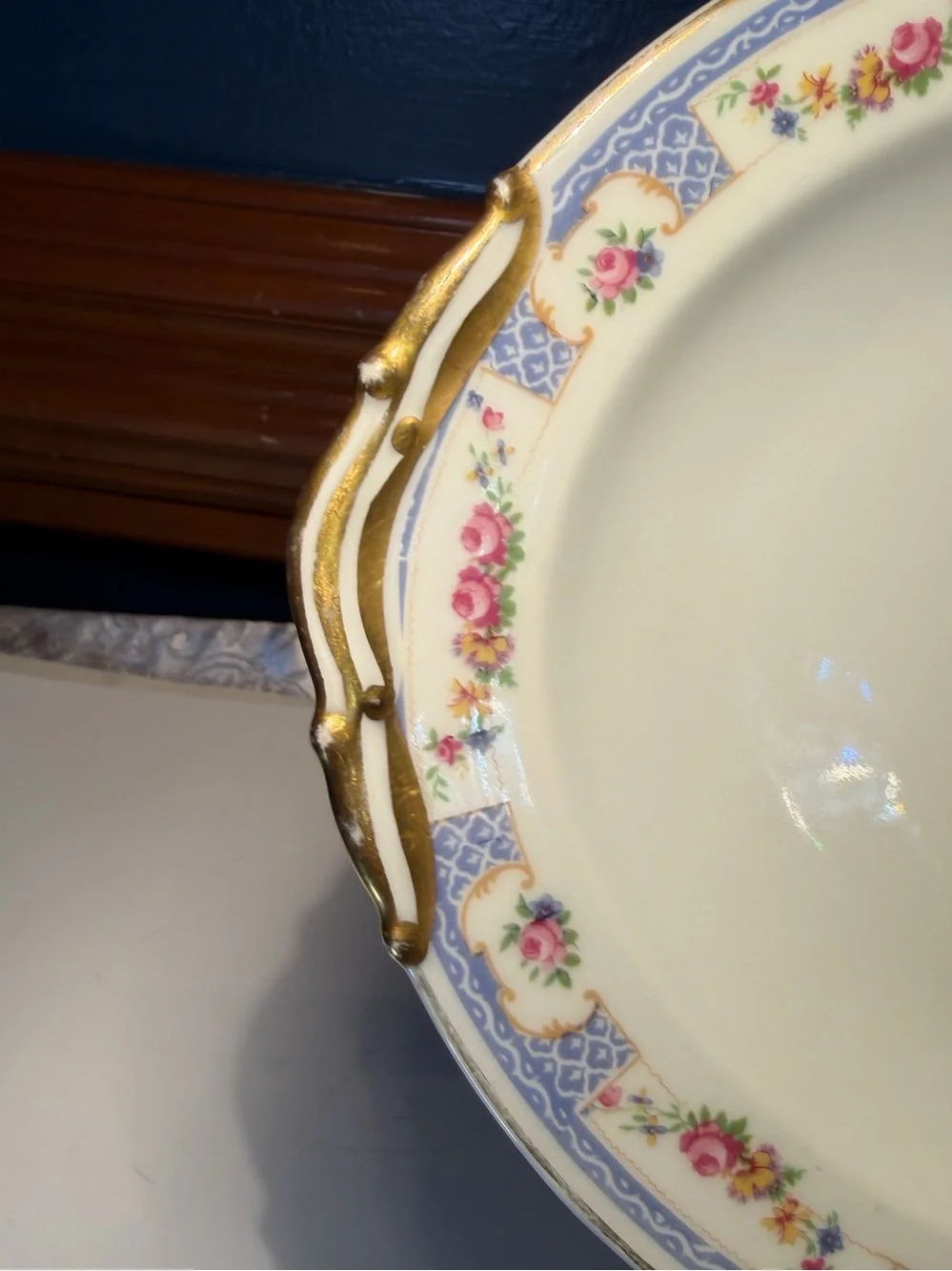 Antique Floral Platter French Porcelain L. Bernardaud & Cie Limoges France 1900s